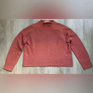 Everlane Burnt Coral Knit Boxy Cropped Sweater Size XXS